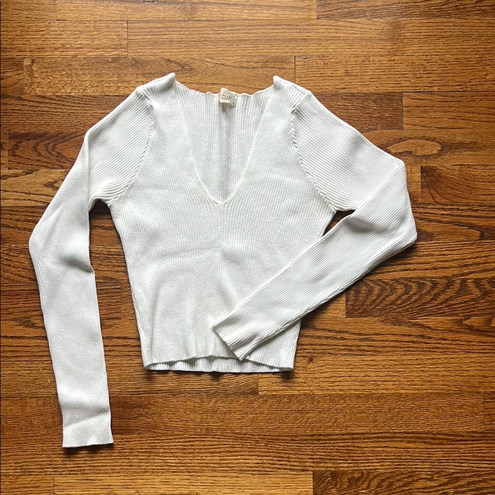 La Hearts White Ribbed Knit Top
